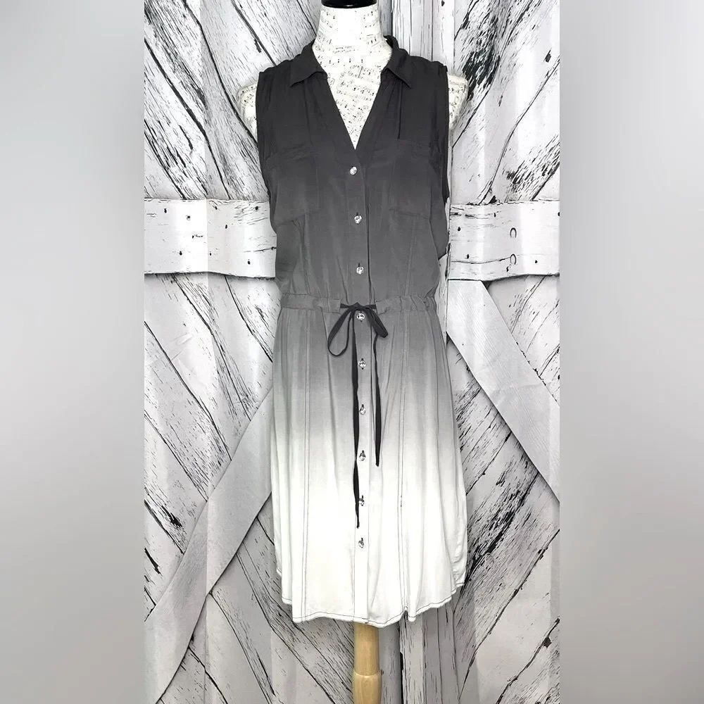 NWT INC International Concepts Gray Ombré Shirt Dress Sleeveless 8